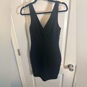 Express VINTAGE Black mini bondage bodycon Dress size xs EUC